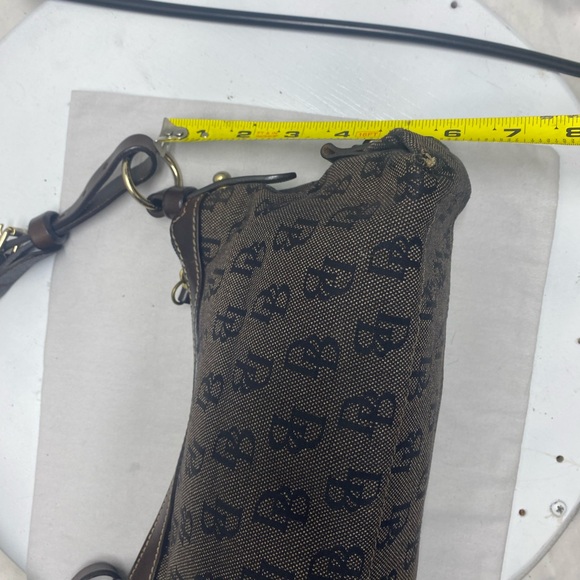 Vintage Dooney & Bourke Brown Monogram Canvas Shoulder Bag Leather - Picture 14 of 14